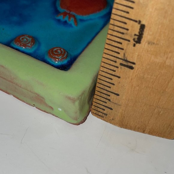 Eartha Handmade Pottery Tile Glazed with Mirror P. Collery Stamp - Picture 7 of 12